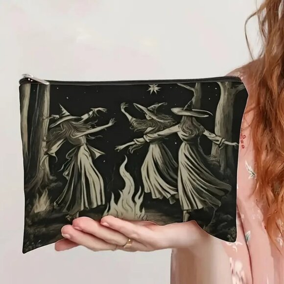 Halloween Gothic Witch and Fire Ceremony Makeup Bag - Double-Sided Printed - Picture 1 of 2